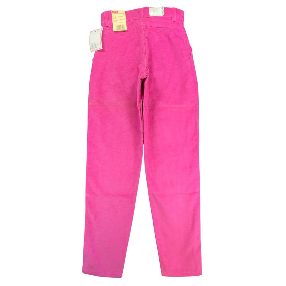 Levi's Vintage 80s Corduroy Pants Girls 14 Reg Pink USA Made NOS NWT 26x29